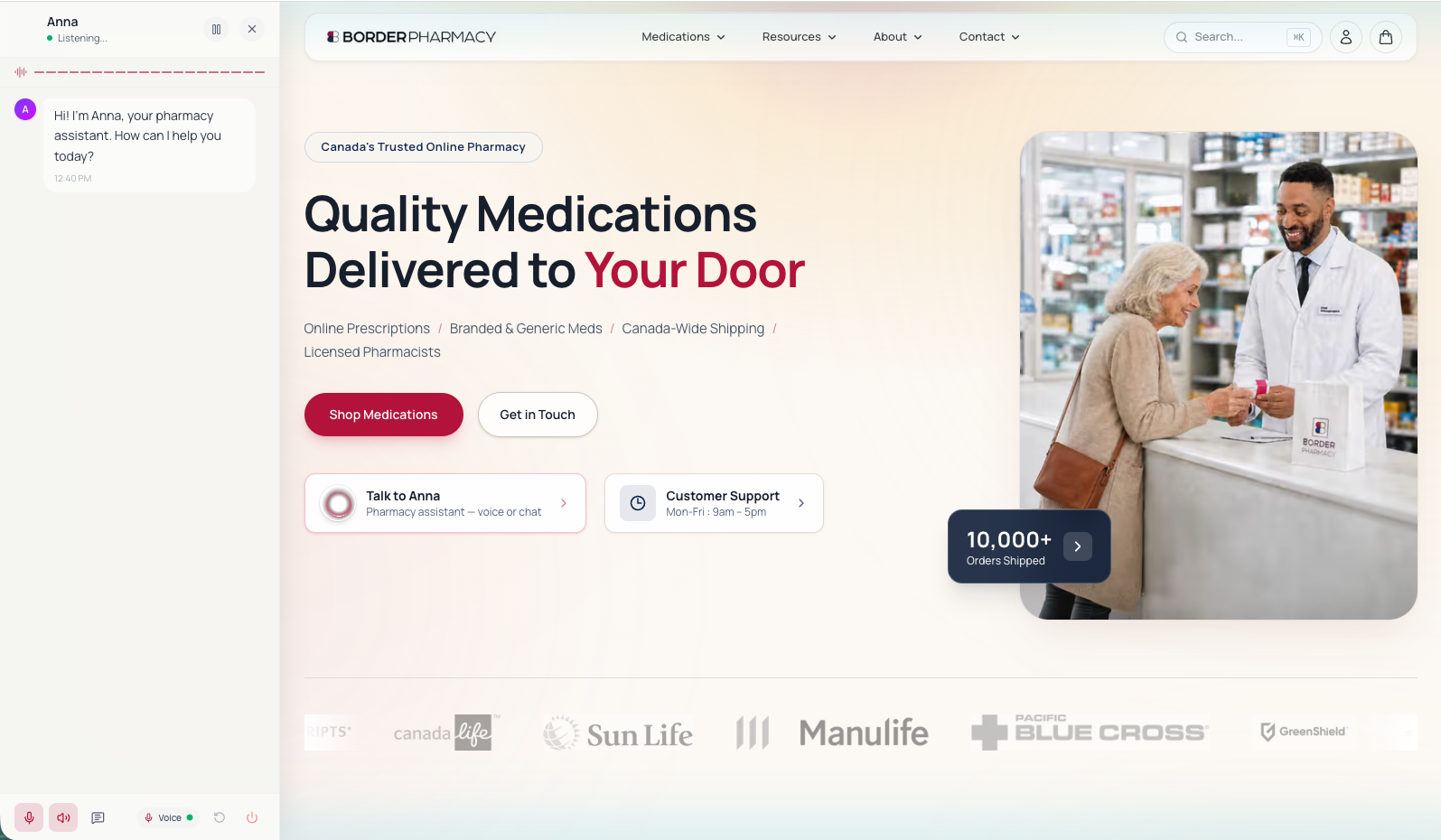 Talk to Anna card on homepage hero
