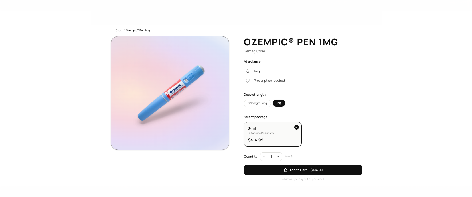 Product detail page