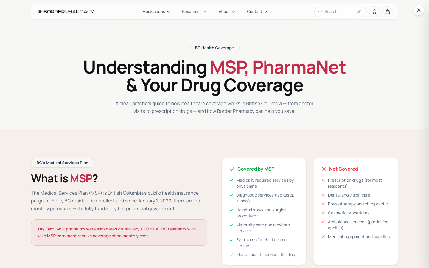 MSP and PharmaNet explainer page