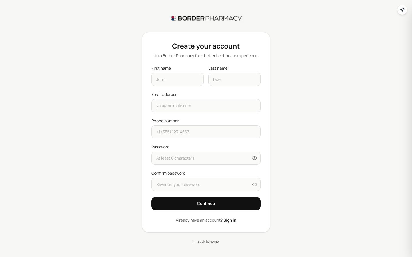 Registration wizard